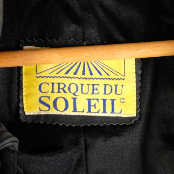 Vintage Curque Du Soleil Bomber Jacket Mens XXL 2XL Black Leather Wool Oversized - Picture 9 of 11